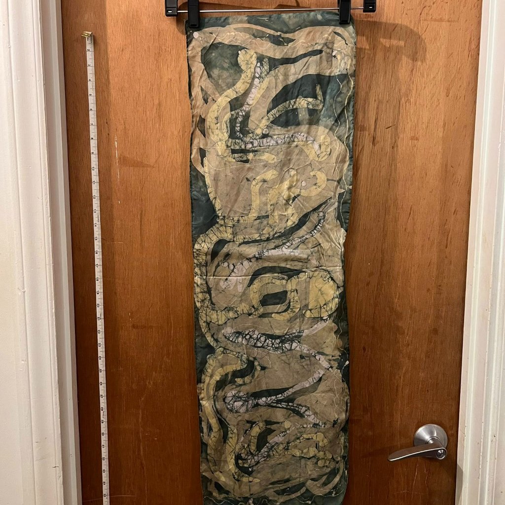 Tan And Green Silk Accent Scarf